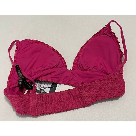 Vix Paula Hermanny Scales Helen Laser Cut Triangle Bikini Top Swim Pink Large - Picture 9 of 15